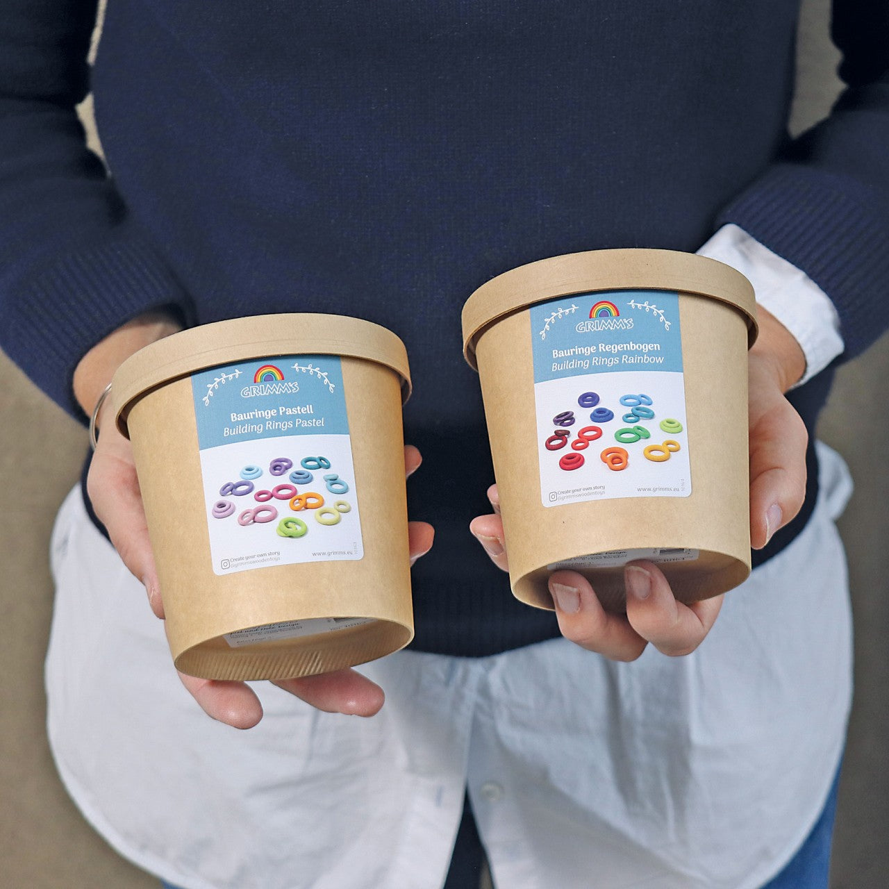 Open-ended Play GRIMM'S Spiel und Holz Design Bauringe Regenbogen