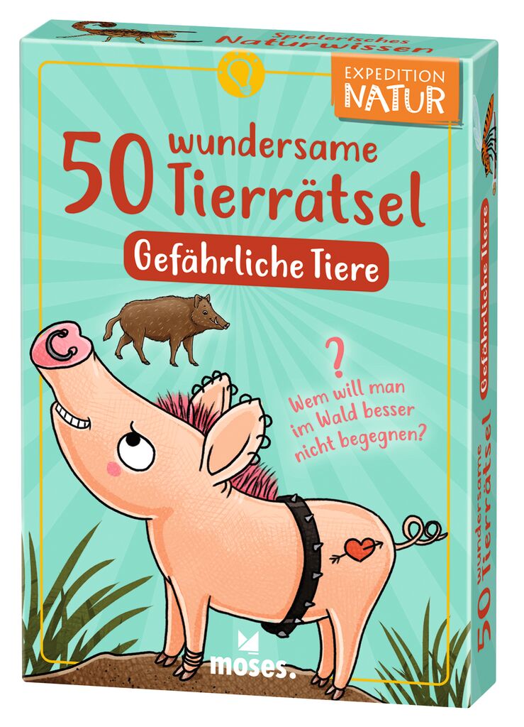 Moses 50 Karten / Pocket Quiz Moses Verlag Expedition Natur - 50 wundersame Tierrätsel: Gefährliche Tiere