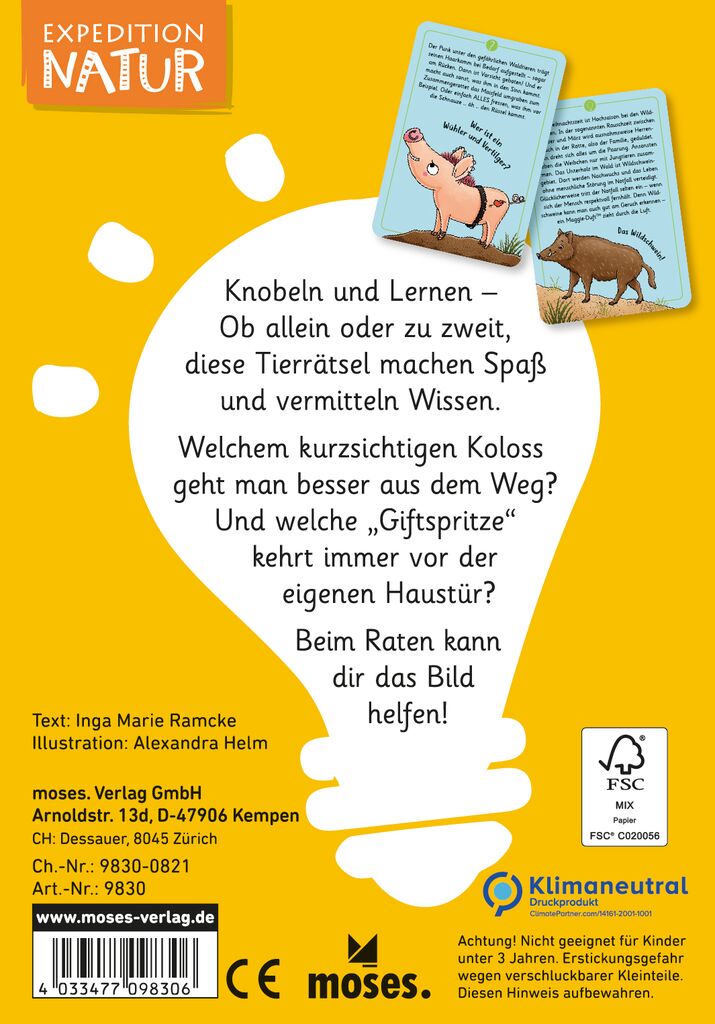 Moses 50 Karten / Pocket Quiz Moses Verlag Expedition Natur - 50 wundersame Tierrätsel: Gefährliche Tiere