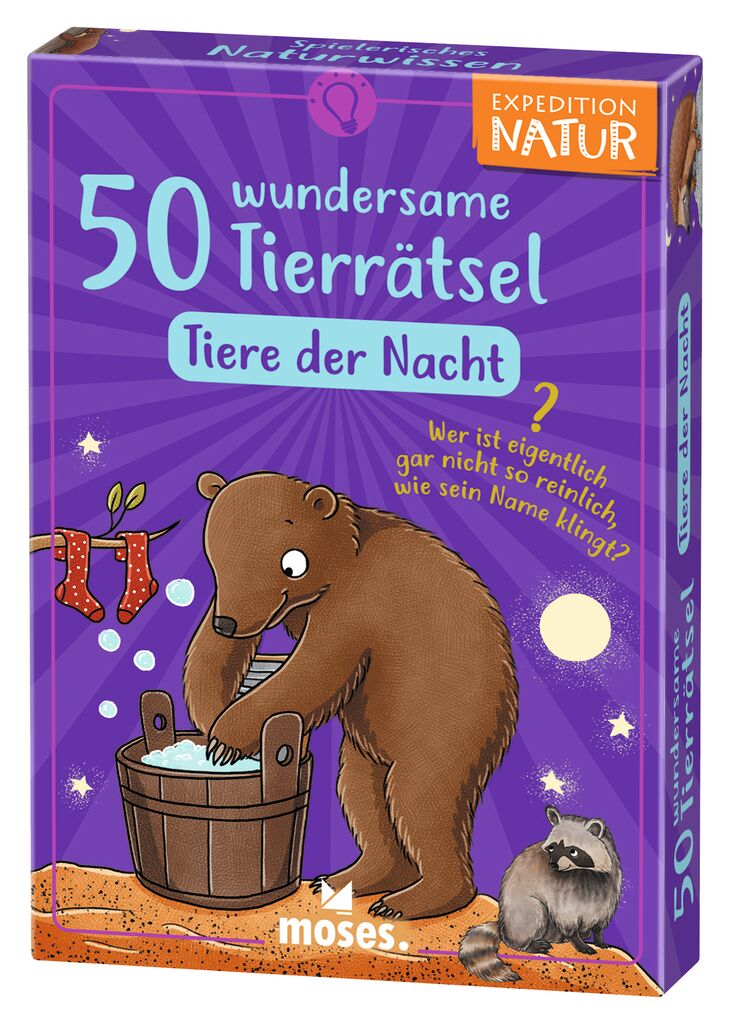 Moses 50 Karten / Pocket Quiz Moses Verlag Expedition Natur - 50 wundersame Tierrätsel: Tiere der Nacht