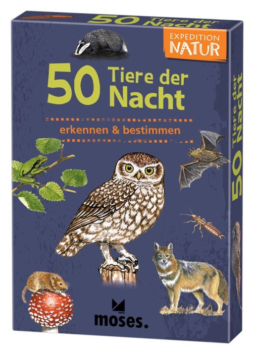 Moses 50 Karten / Pocket Quiz Moses Verlag Expedition Natur - 50 Tiere der Nacht