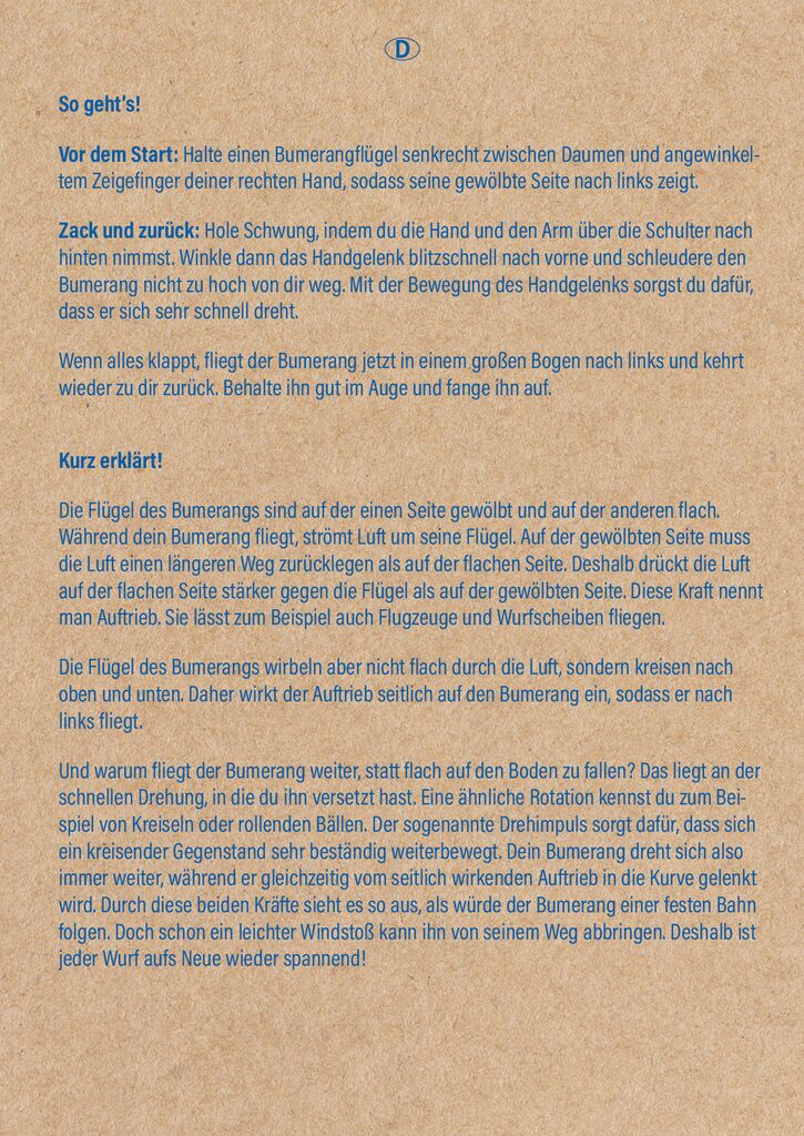 Experiment Moses Verlag PhänoMINT Bumerang