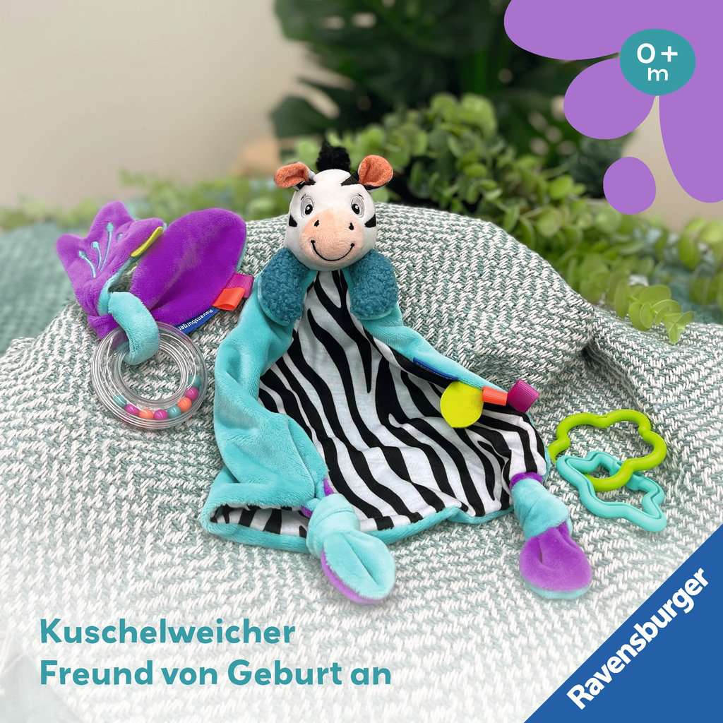 Babyspielwaren Ravensburger play+ ⎮ Fühlen, rasseln, spielen (Geschenk-Set: Zebra)
