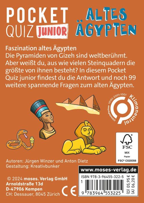 Rätselspiel Moses Verlag Pocket Quiz junior - Altes Ägypten