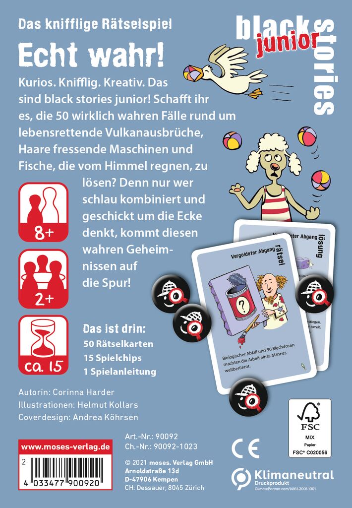 Moses 50 Karten / Pocket Quiz Moses Verlag black stories junior Echt wahr!