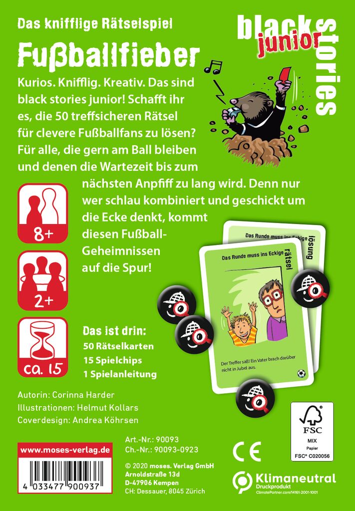 Moses 50 Karten / Pocket Quiz Moses Verlag black stories junior Fußballfieber