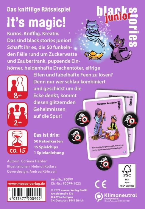 Moses 50 Karten / Pocket Quiz Moses Verlag black stories junior It's magic