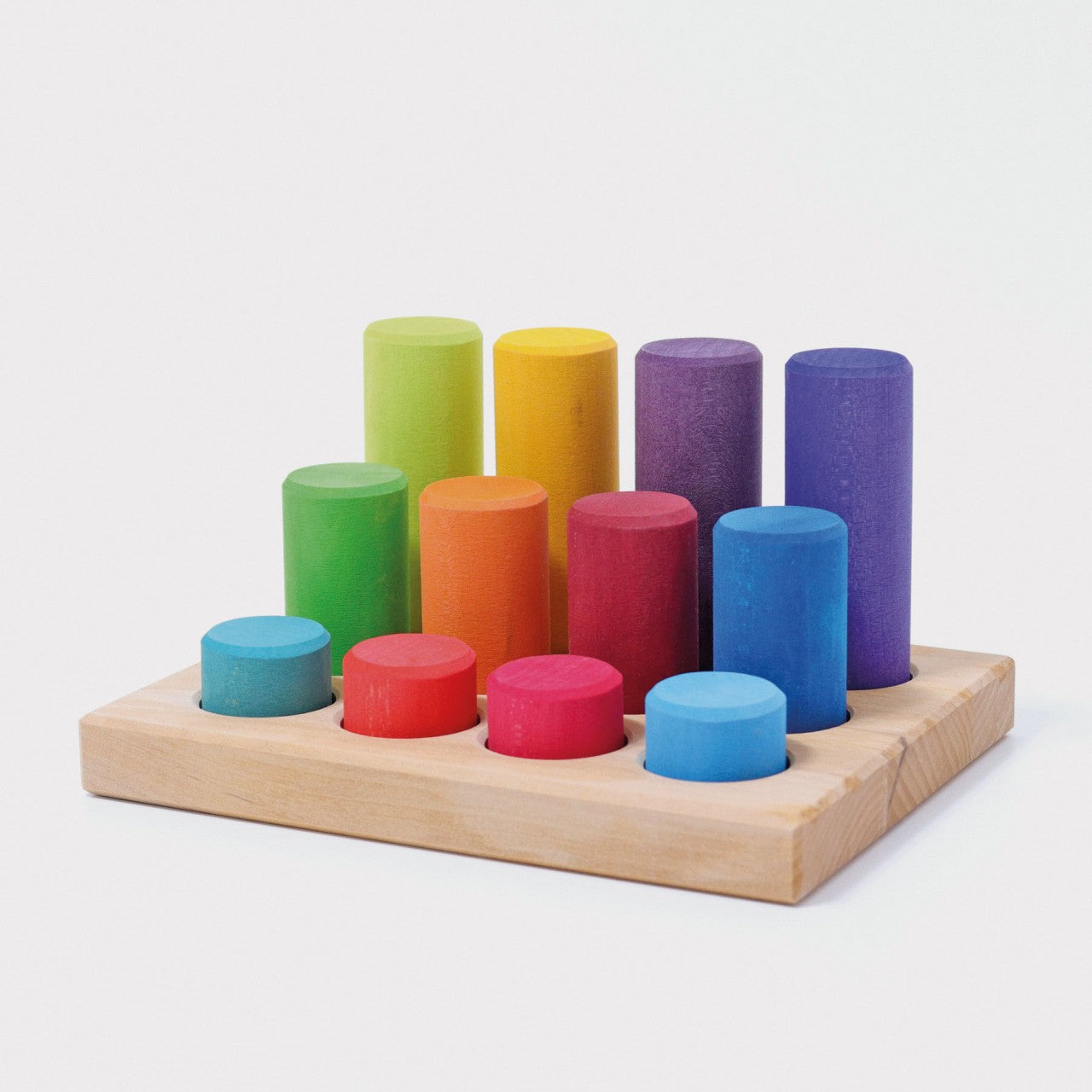Bausteine GRIMM'S Spiel und Holz Design Steckspiel Kleine Walzen Regenbogen