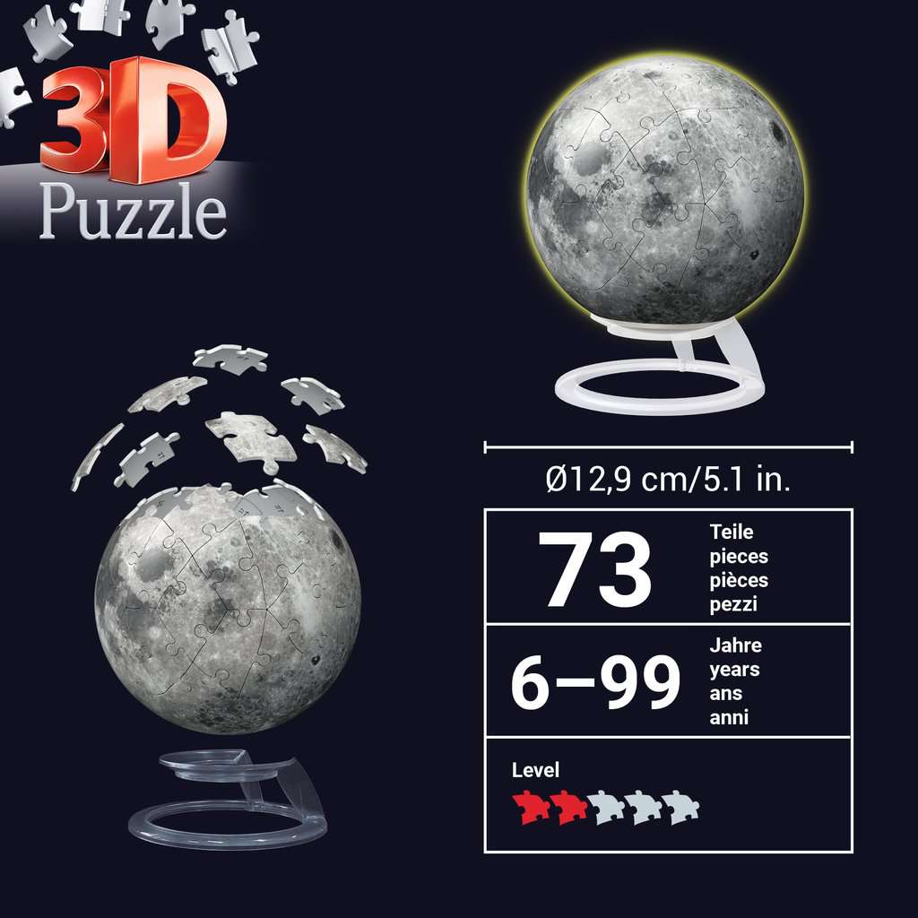 Spiel Ravensburger Der Mond - Glow-in-the-Dark ⎮ 3D Puzzle