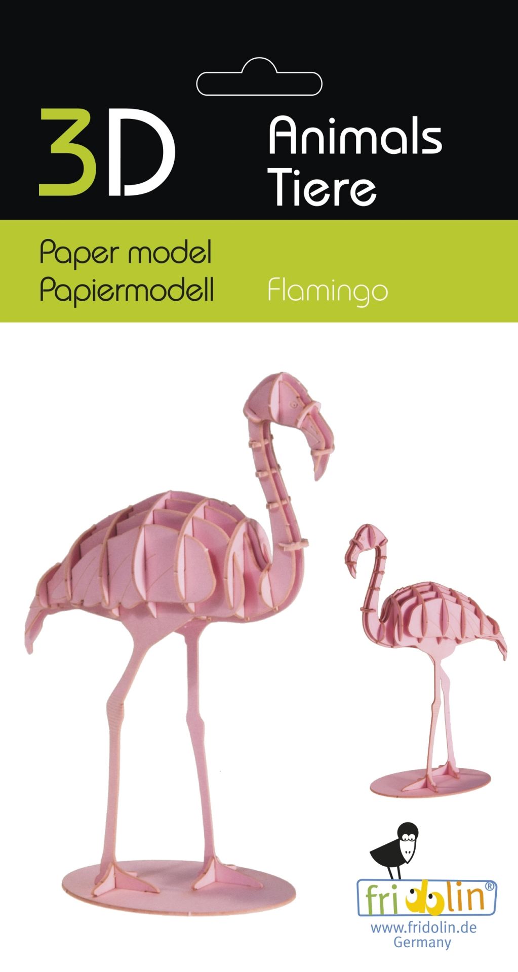 3D-Modell, Flamingo, Spezialkarton, gelasert