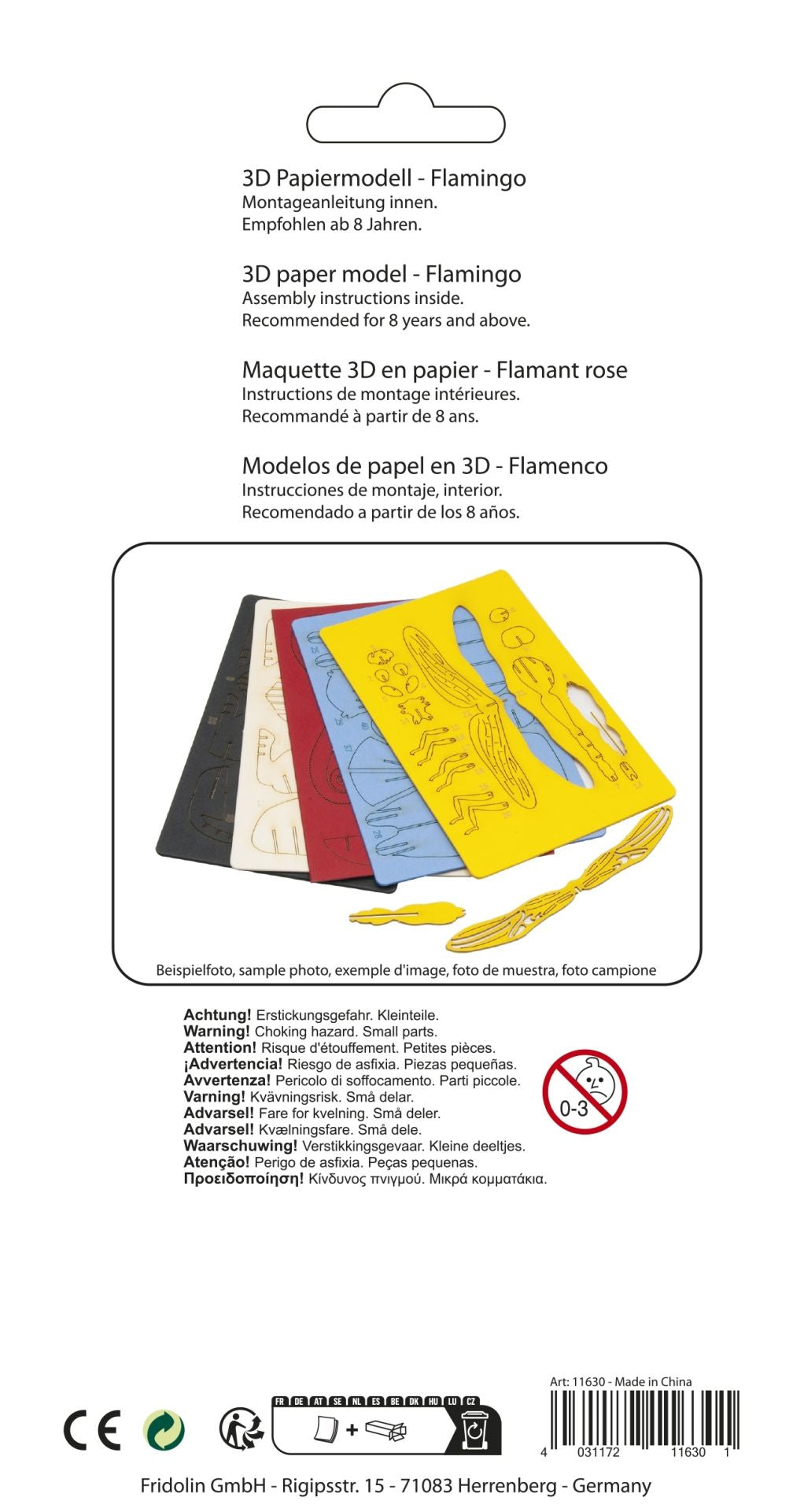 3D-Modell, Flamingo, Spezialkarton, gelasert