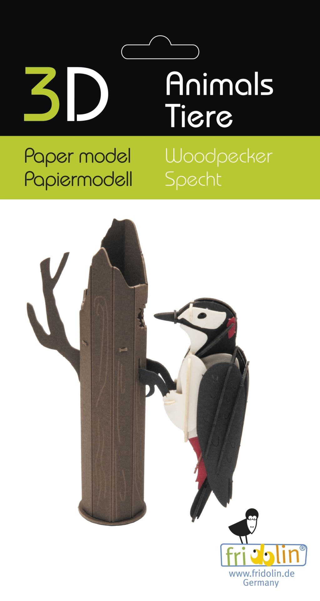 3D-Modell, Specht , Spezialkarton, gelasert