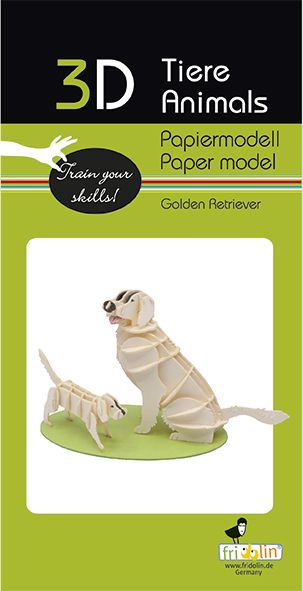 Krimskrams Fridolin 3D-Modell, Golden Retriever, gelasert