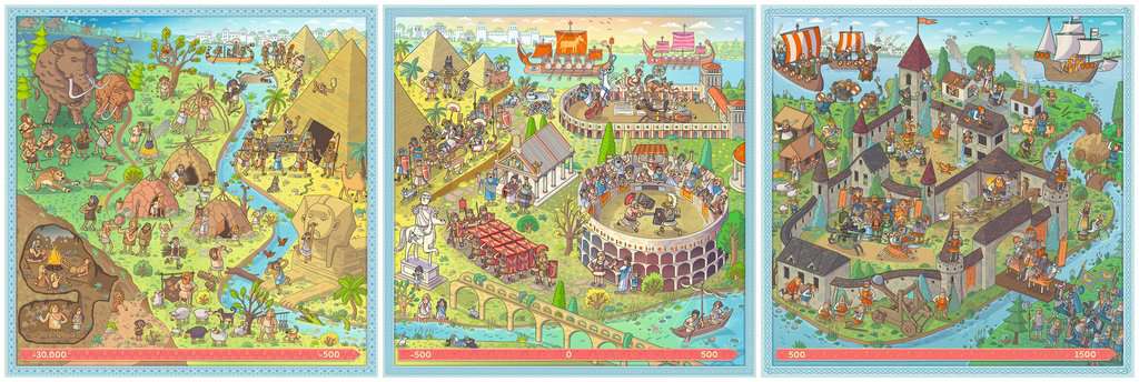 Puzzle Ravensburger PuzzleUp! ⎮ Geschichte - Steinzeit, Altes Rom, Mitte