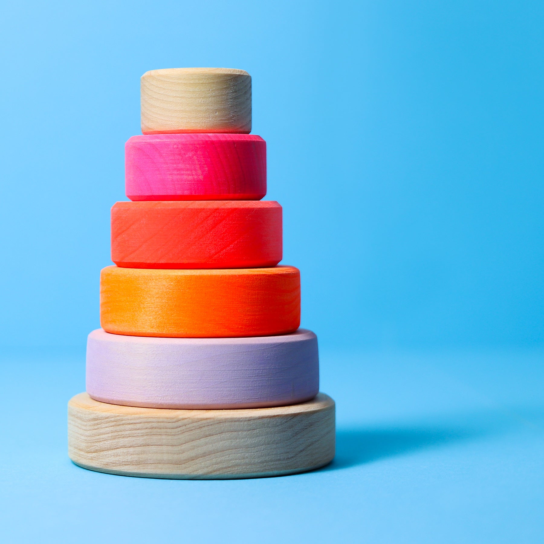 Stapelspiel GRIMM'S Spiel und Holz Design Kleiner Scheibenturm Neonpink