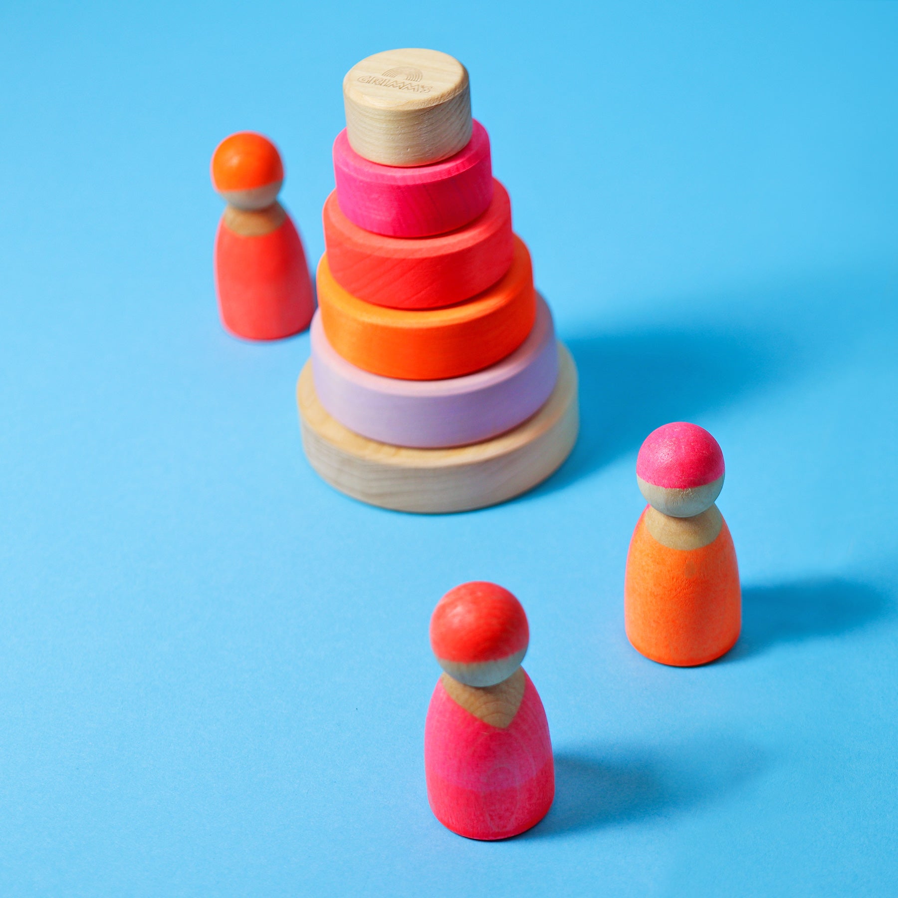 Stapelspiel GRIMM'S Spiel und Holz Design Kleiner Scheibenturm Neonpink