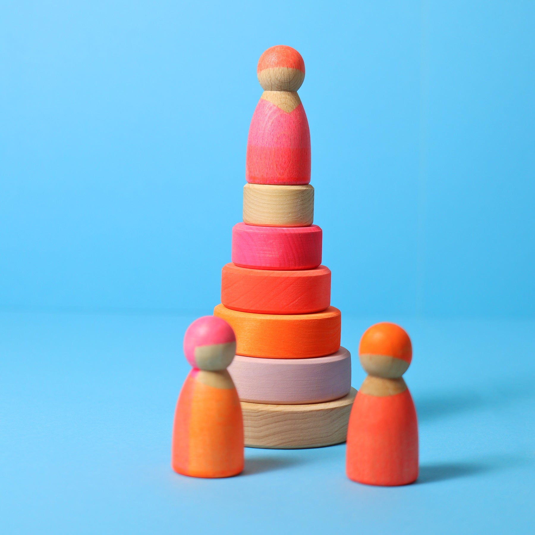 Stapelspiel GRIMM'S Spiel und Holz Design Kleiner Scheibenturm Neonpink