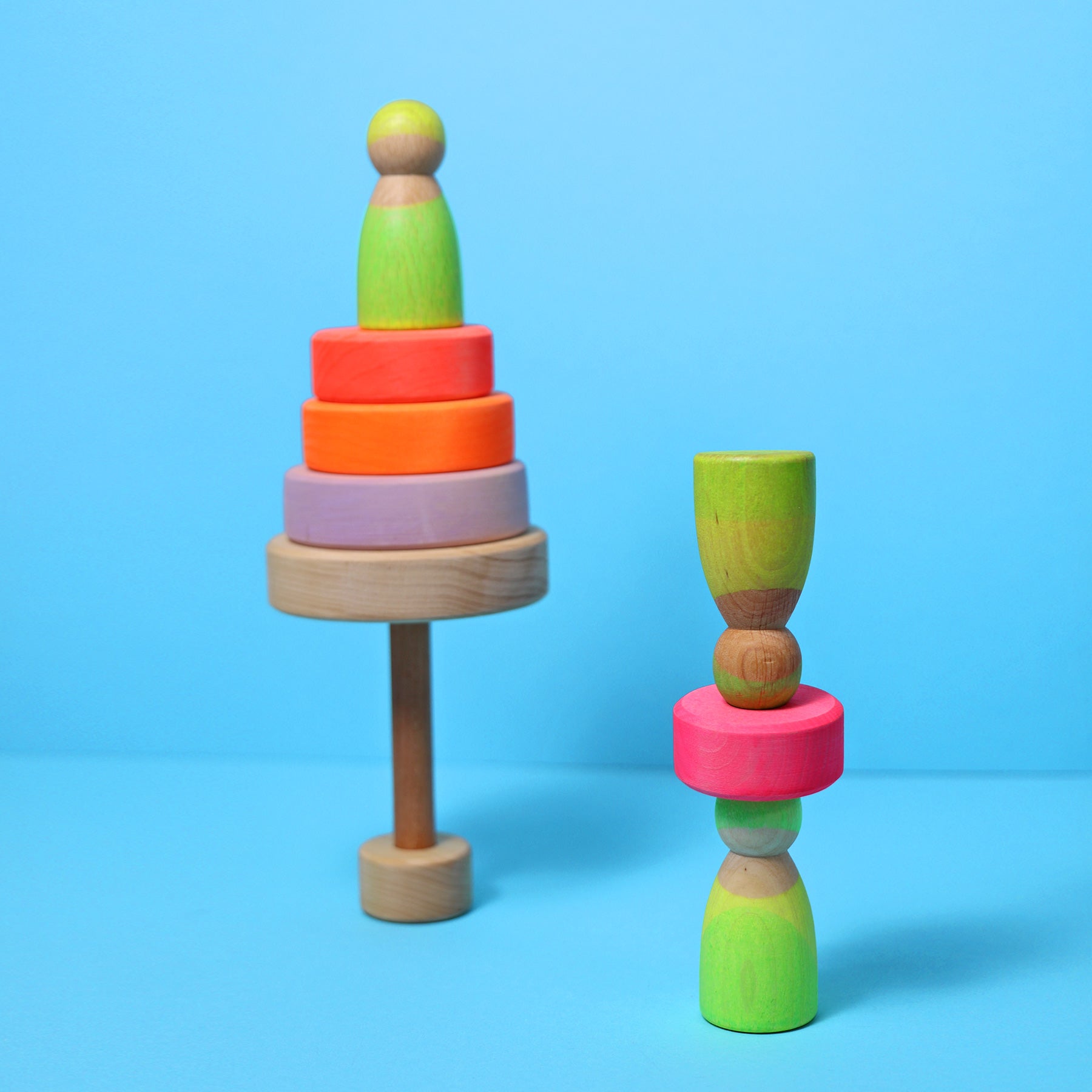 Stapelspiel GRIMM'S Spiel und Holz Design Kleiner Scheibenturm Neonpink