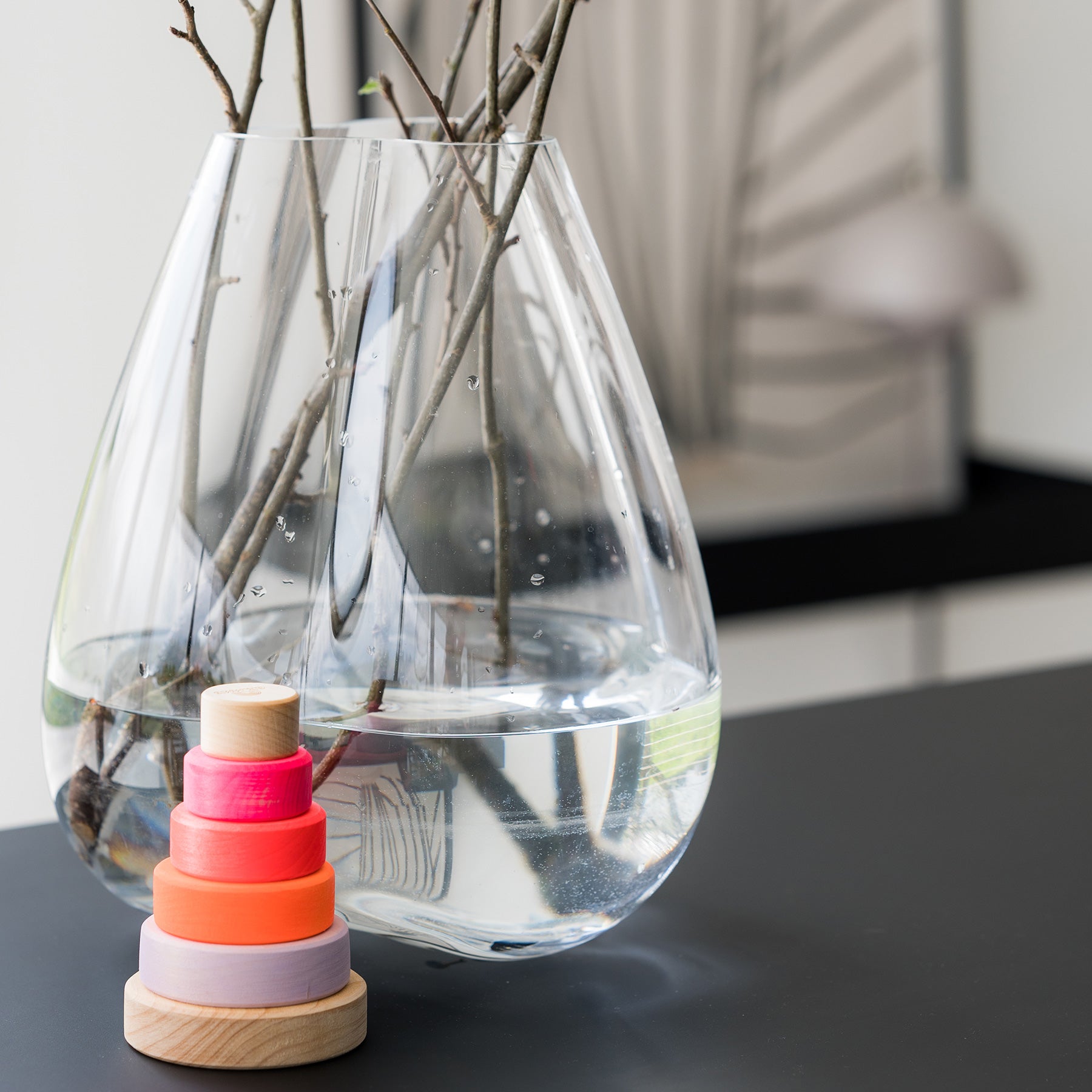 Stapelspiel GRIMM'S Spiel und Holz Design Kleiner Scheibenturm Neonpink