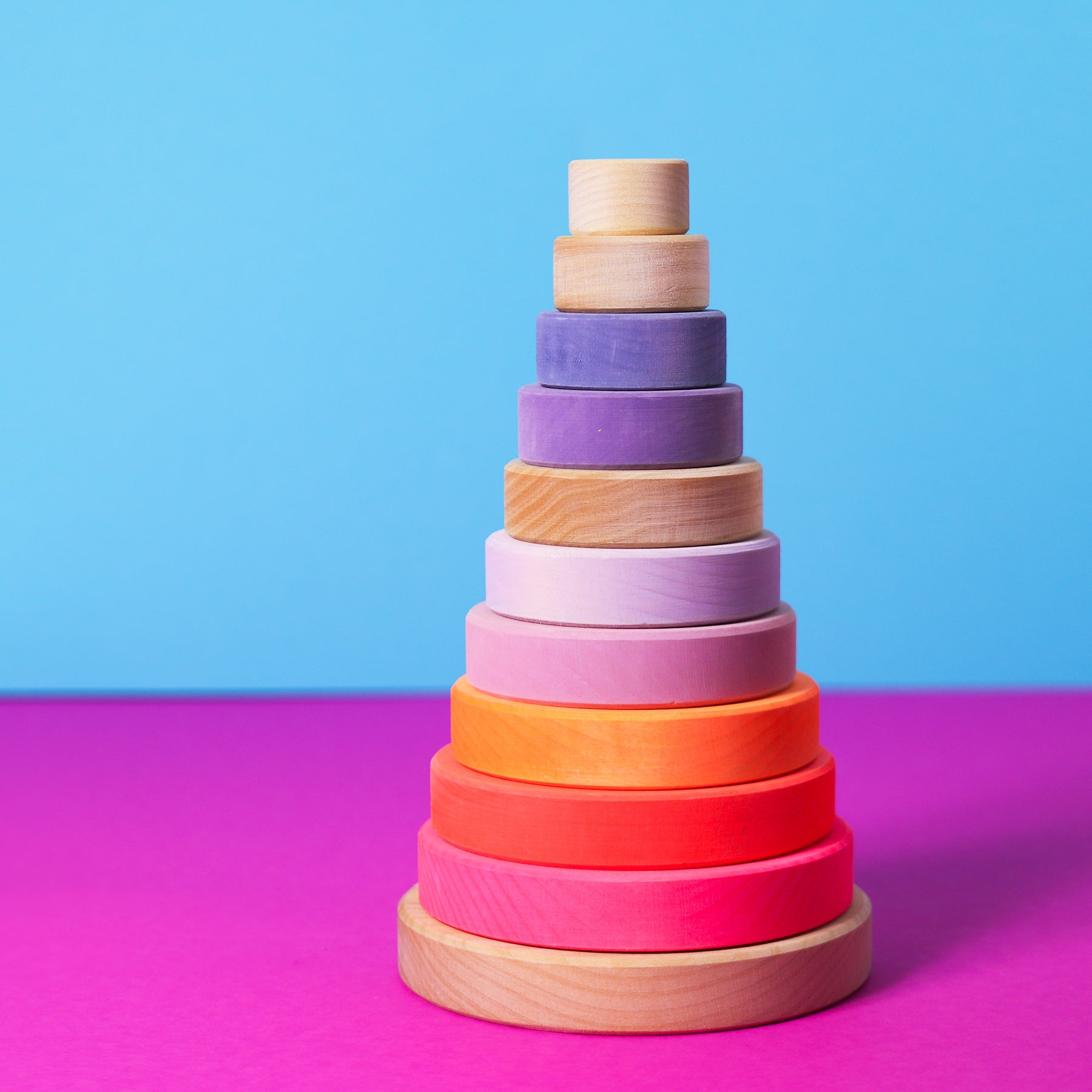 Stapelspiel GRIMM'S Spiel und Holz Design Scheibenturm Neonpink