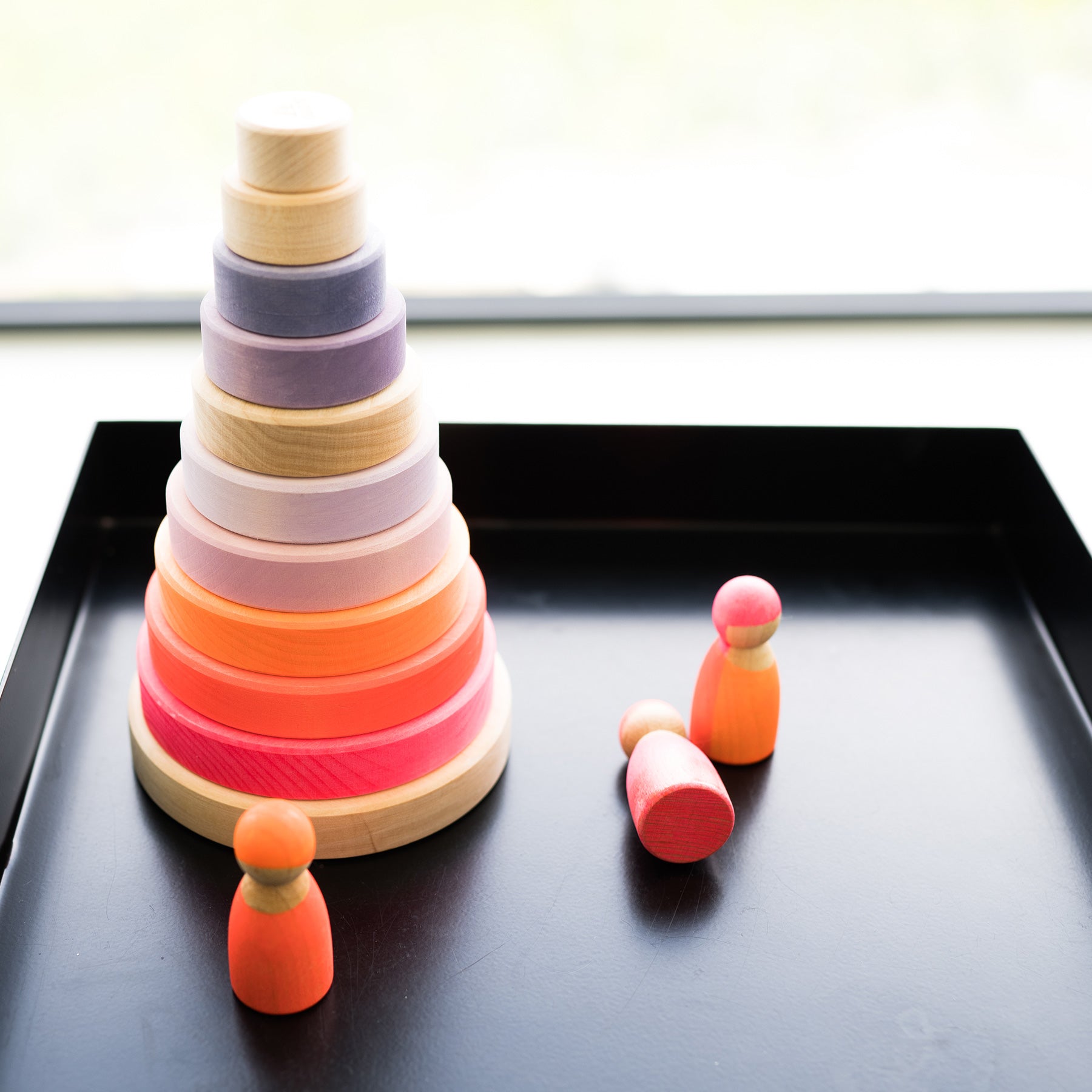 Stapelspiel GRIMM'S Spiel und Holz Design Scheibenturm Neonpink
