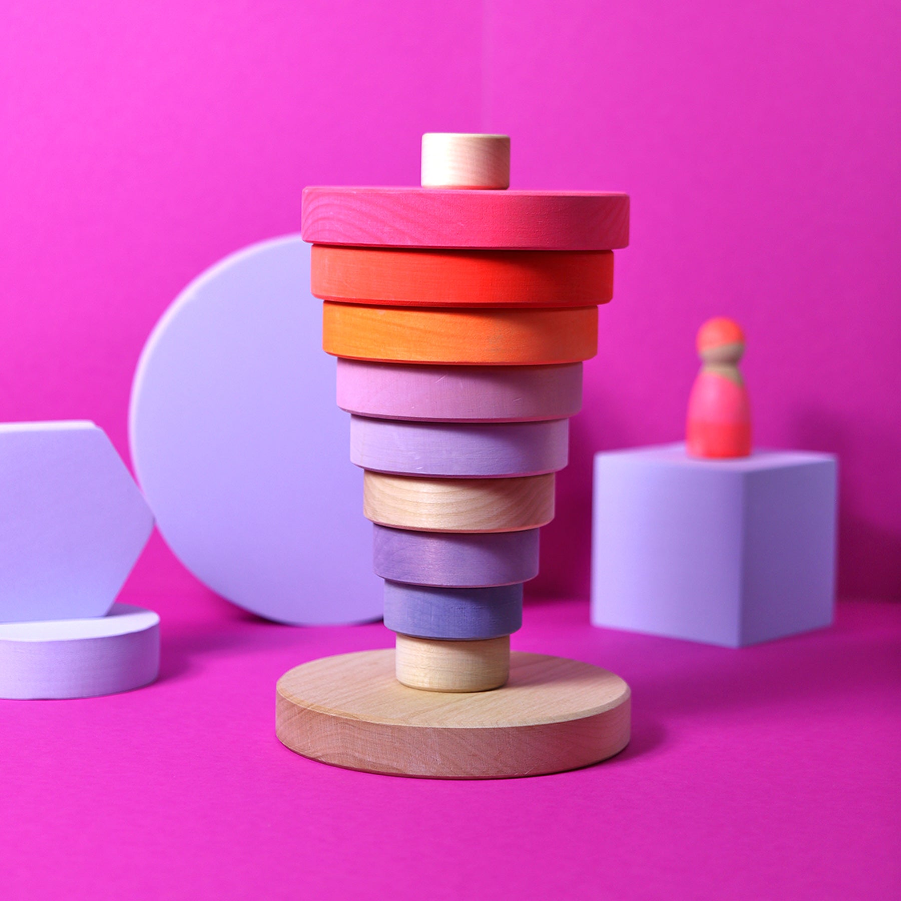 Stapelspiel GRIMM'S Spiel und Holz Design Scheibenturm Neonpink