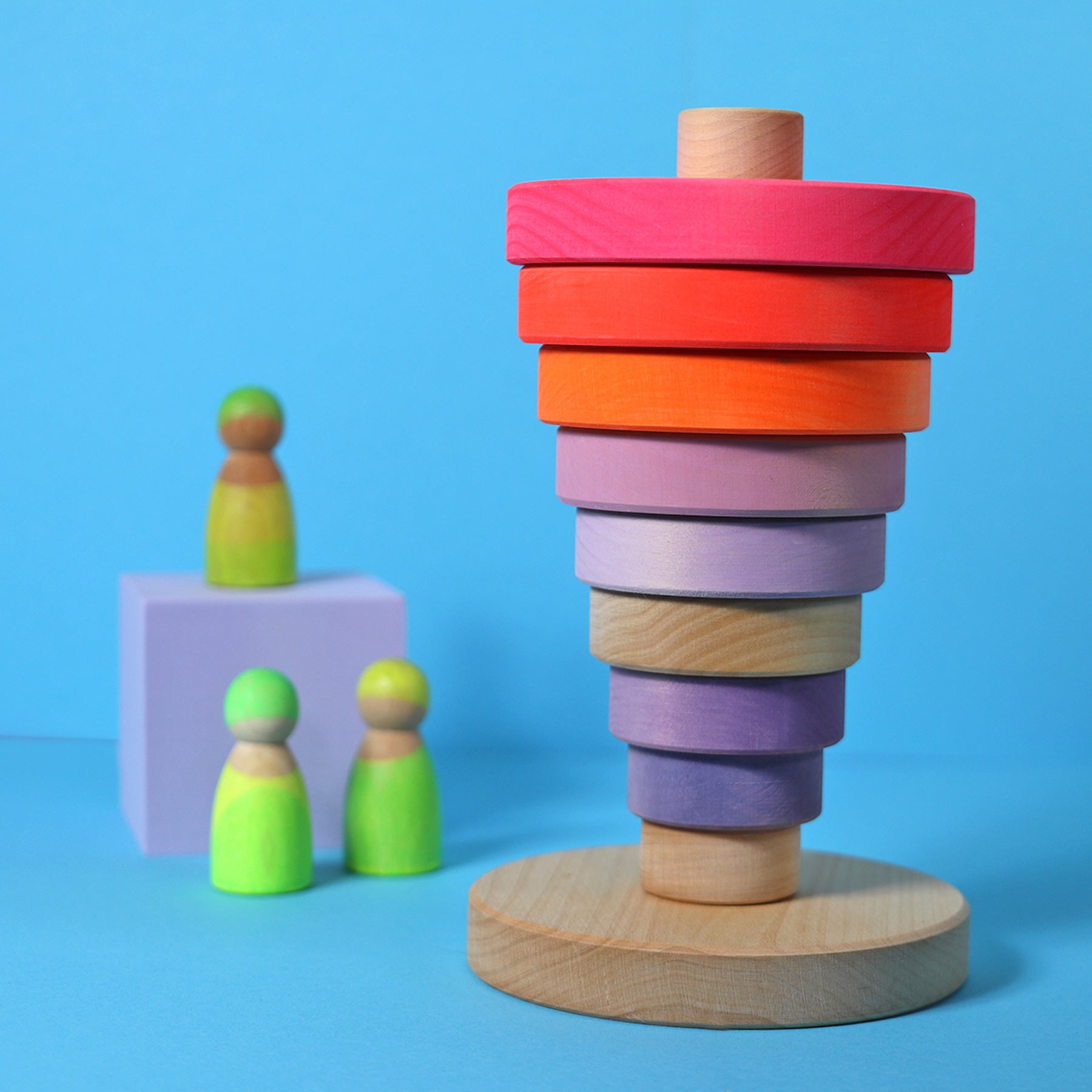 Stapelspiel GRIMM'S Spiel und Holz Design Scheibenturm Neonpink