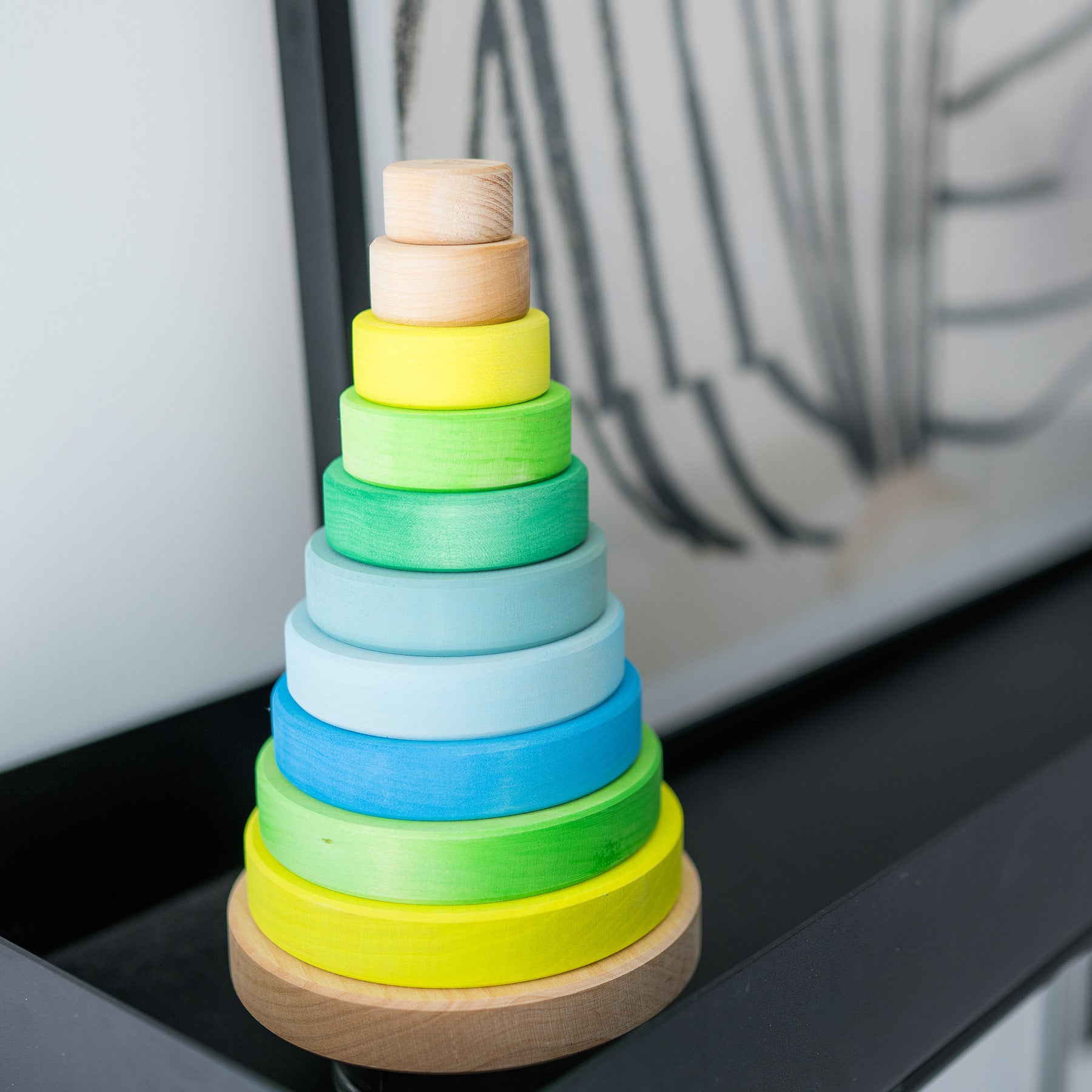 Stapelspiel GRIMM'S Spiel und Holz Design Scheibenturm Neongrün