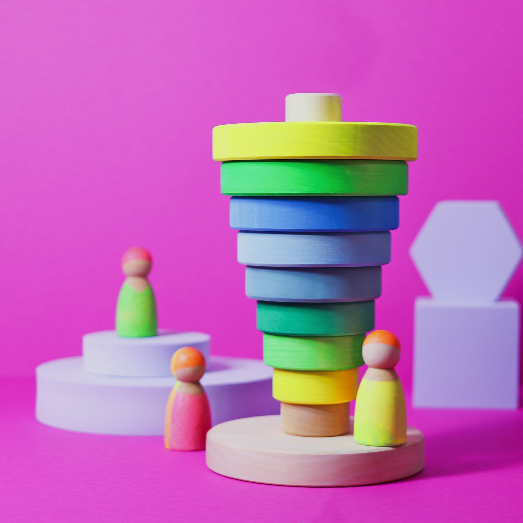 Stapelspiel GRIMM'S Spiel und Holz Design Scheibenturm Neongrün