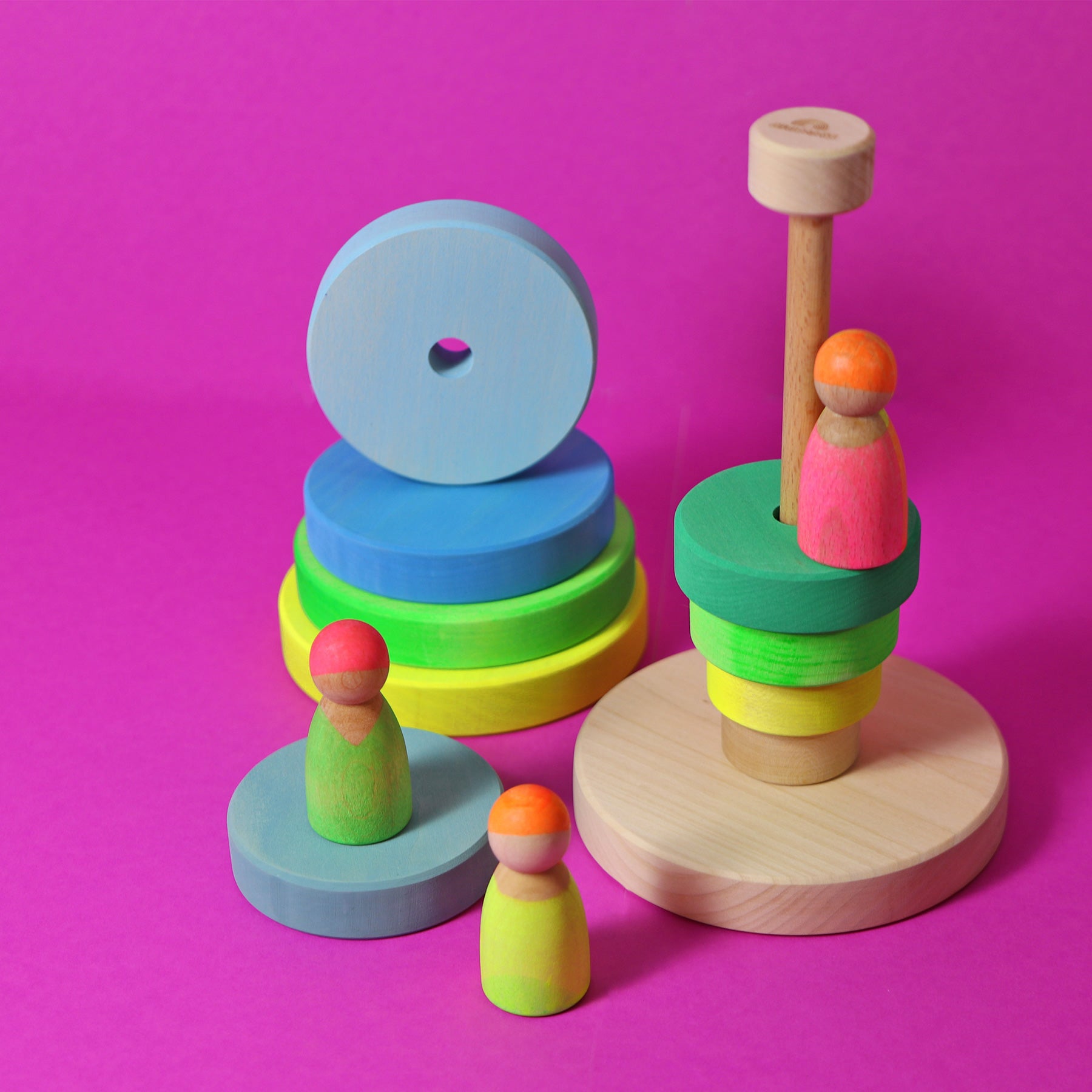 Stapelspiel GRIMM'S Spiel und Holz Design Scheibenturm Neongrün