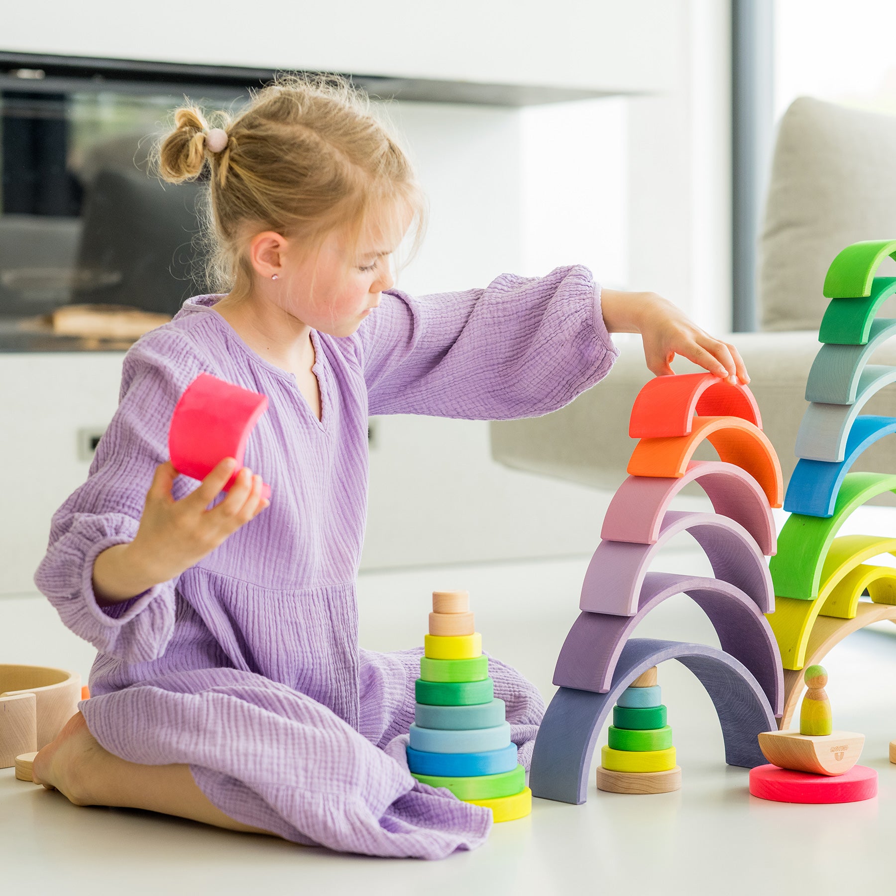 Open-ended Play GRIMM'S Spiel und Holz Design Regenbogen Neonpink