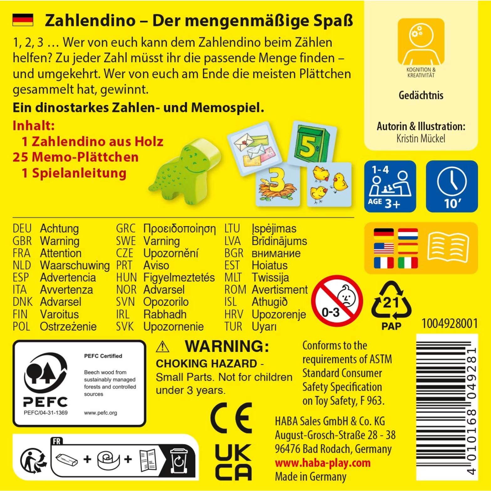 Gesellschaftsspiel HABA Zahlendino
