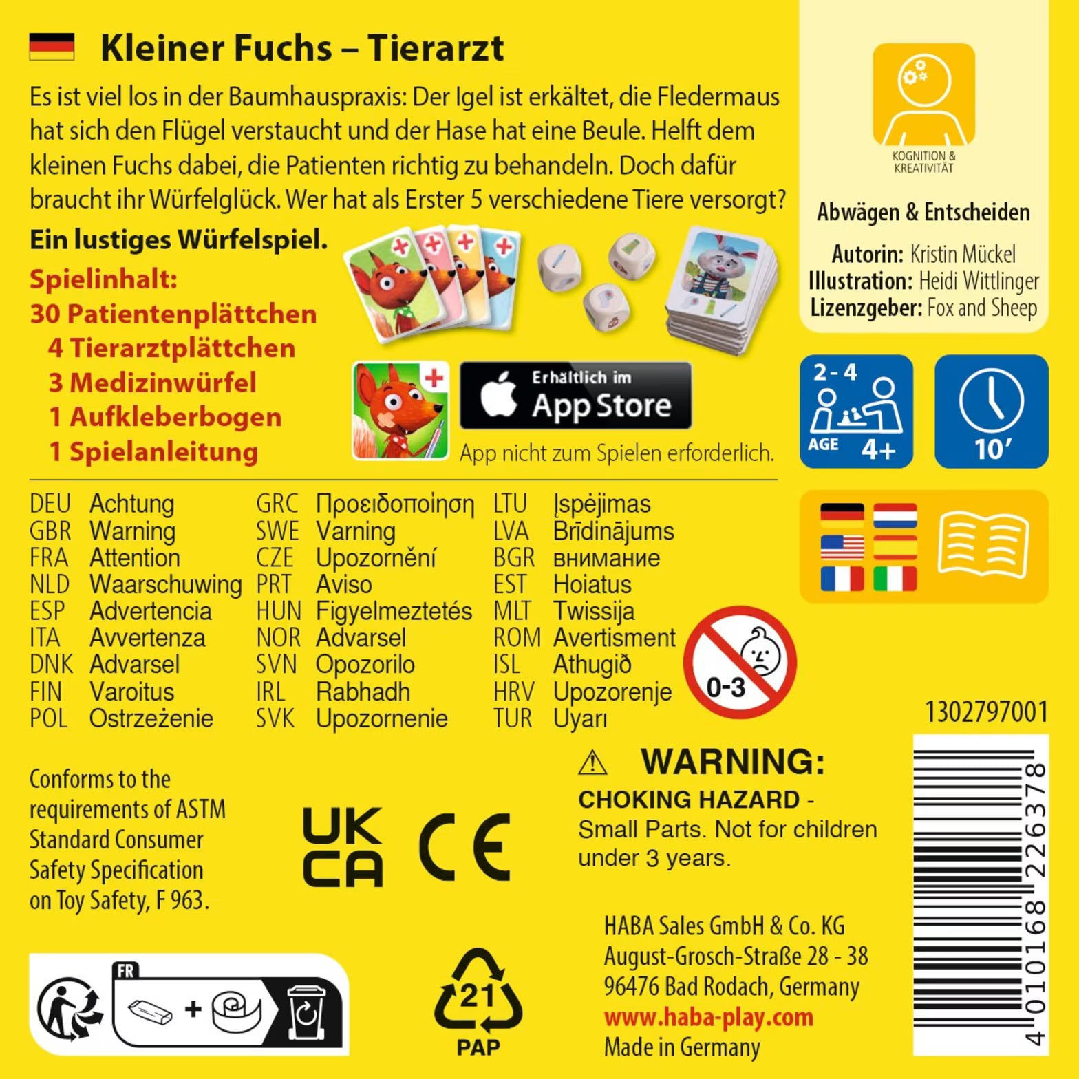 Gesellschaftsspiel HABA Kleiner Fuchs Tierarzt