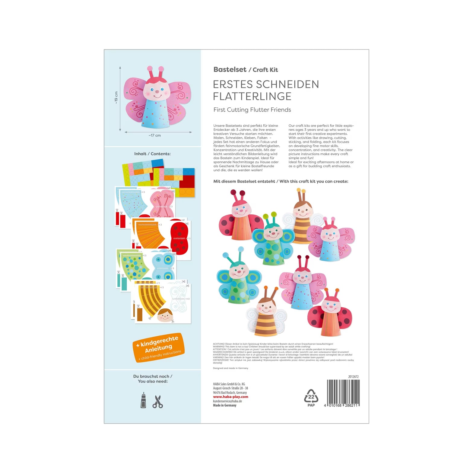 Basteln HABA Sachenmacher | Erstes Schneiden Flatterlinge Bastelset