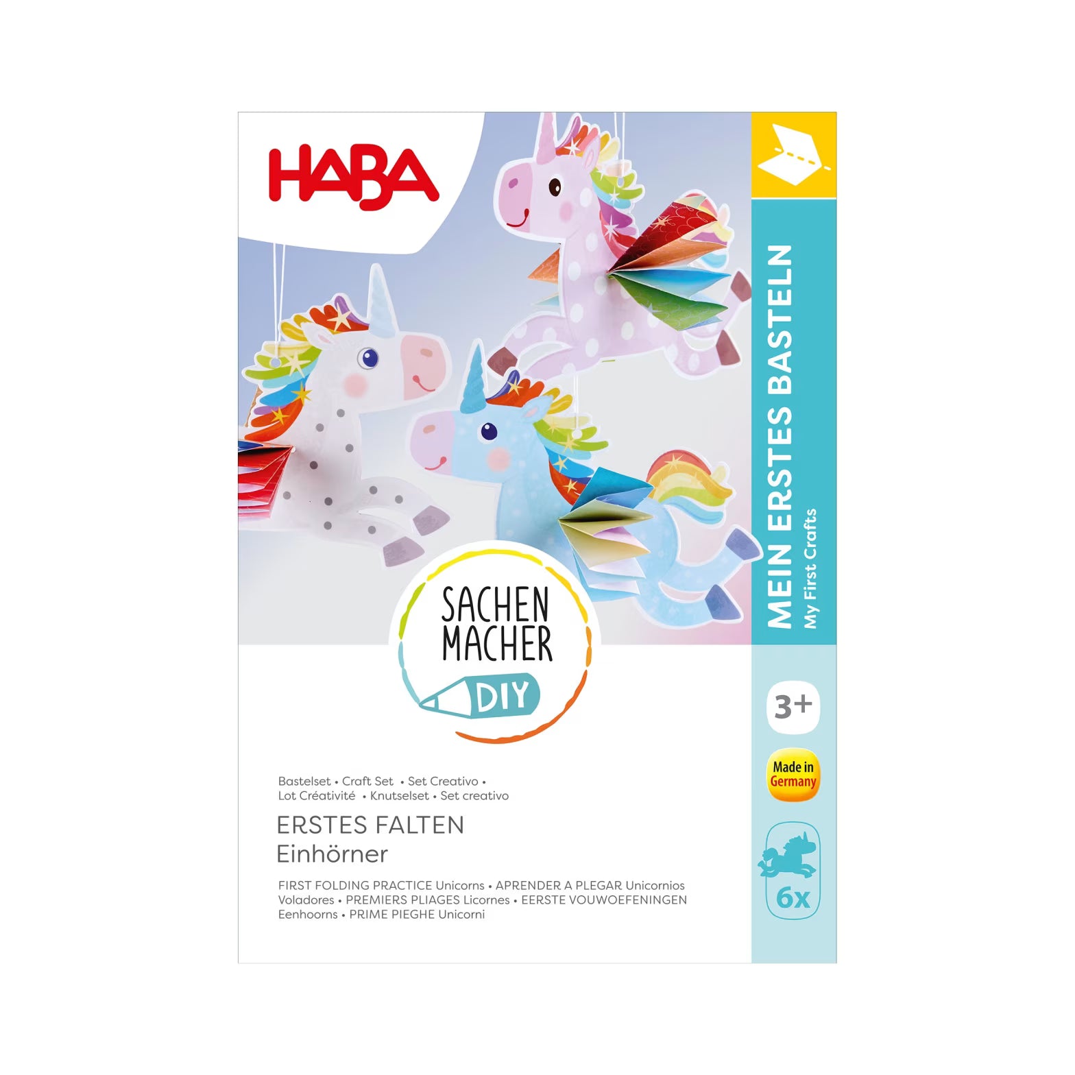 Basteln HABA Sachenmacher | Erstes Falten Regenbogen-Einhörner, Bastelset, 6 St.,