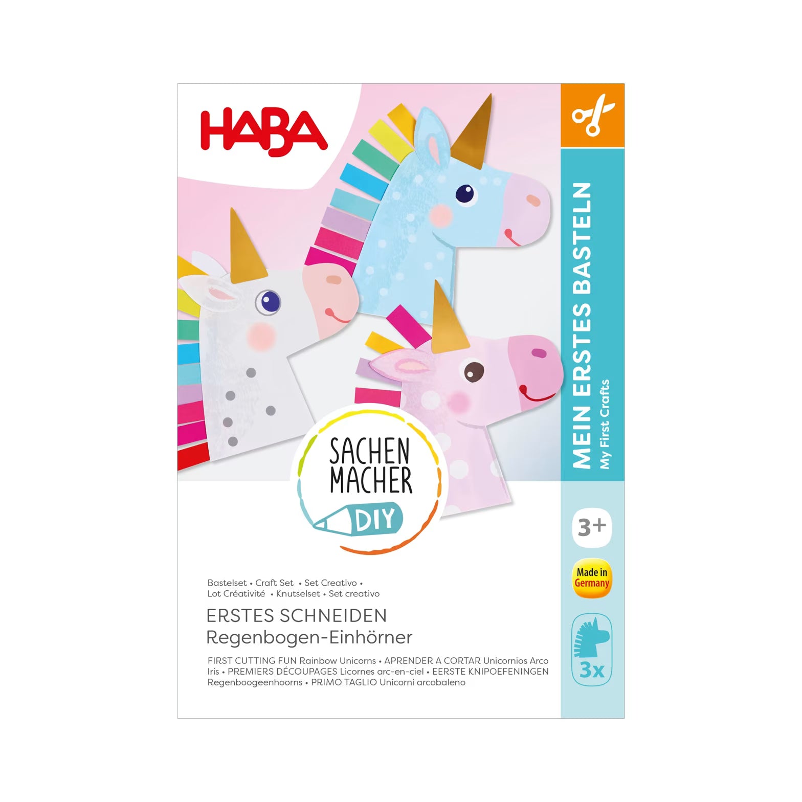 Basteln HABA Sachenmacher | Erstes Schneiden Regenbogen-Einhörner, Bastelset