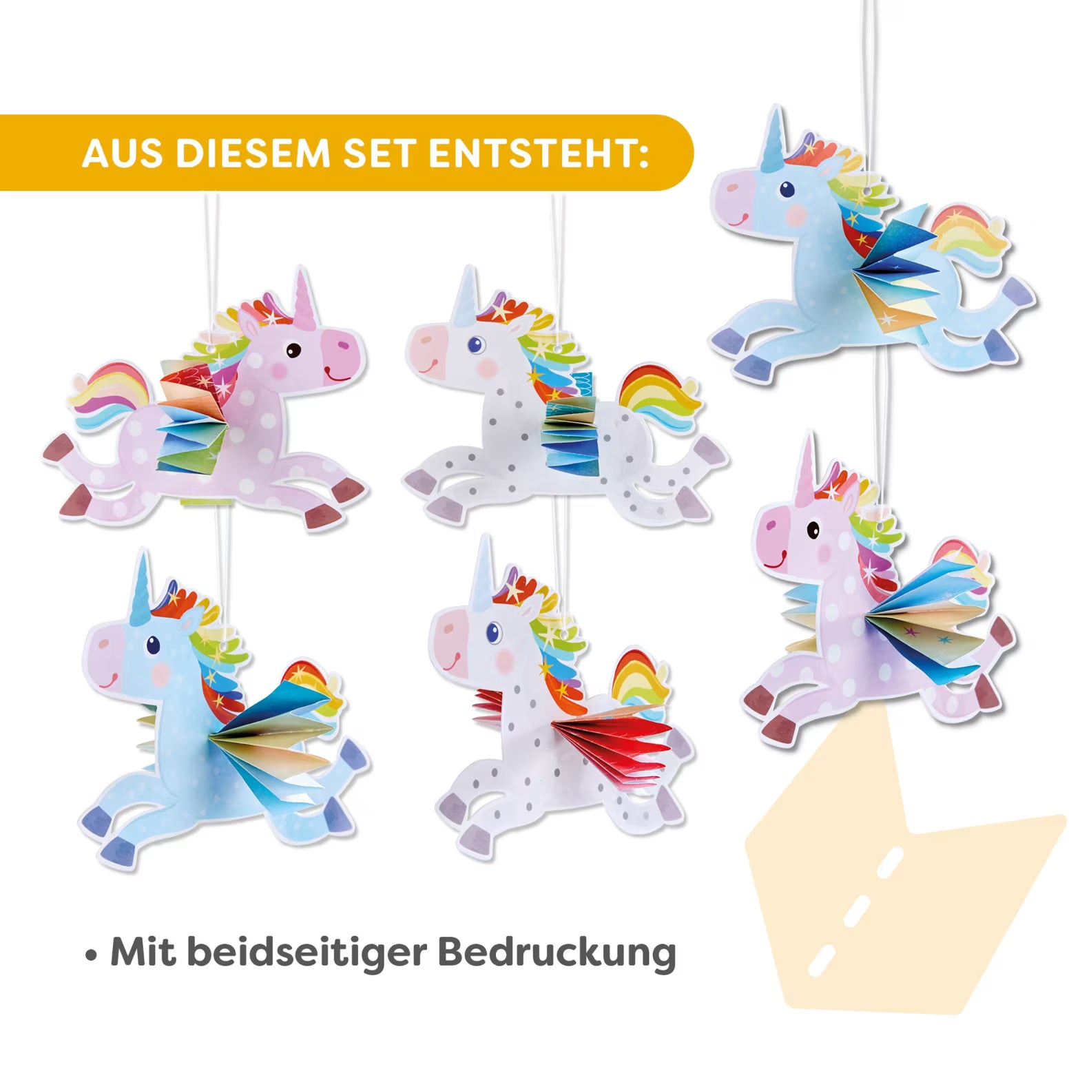 Basteln HABA Sachenmacher | Erstes Falten Regenbogen-Einhörner, Bastelset, 6 St.,