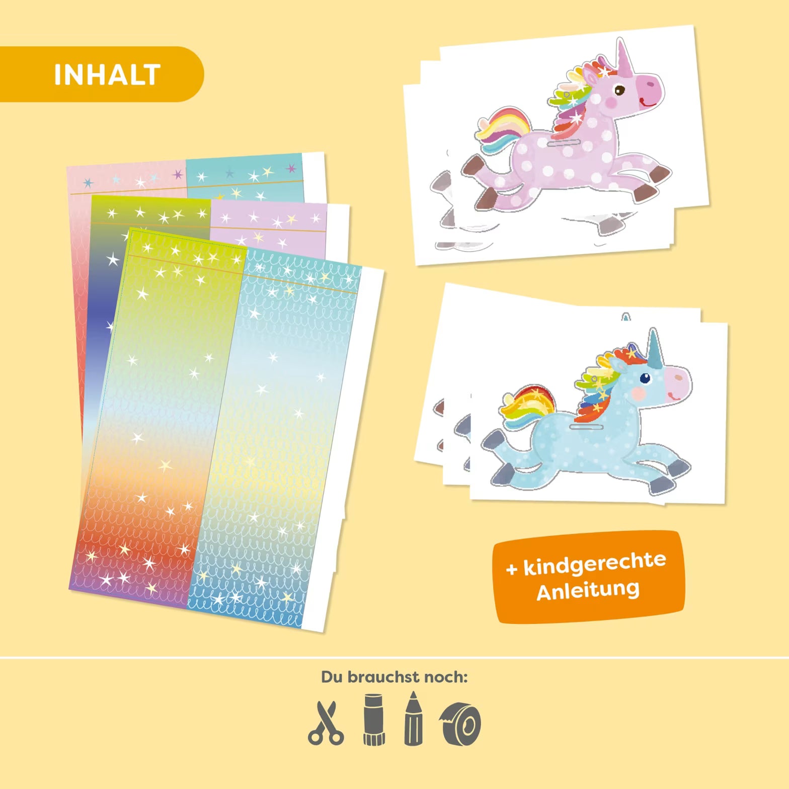 Basteln HABA Sachenmacher | Erstes Falten Regenbogen-Einhörner, Bastelset, 6 St.,