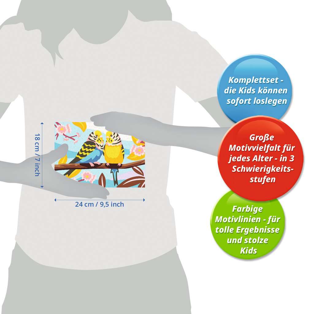 Malen Ravensburger CREART: Bunte Wellensittiche