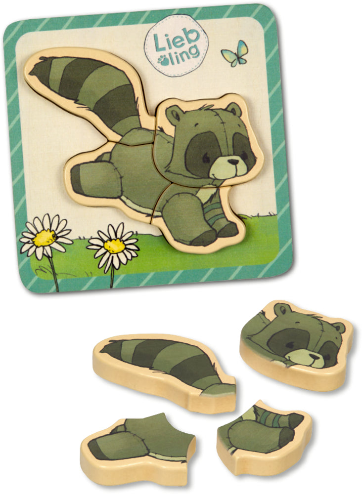 Puzzle Die Spiegelburg Steckpuzzle (4 T.) - Liebling (J. Tourlonias) Waschbär