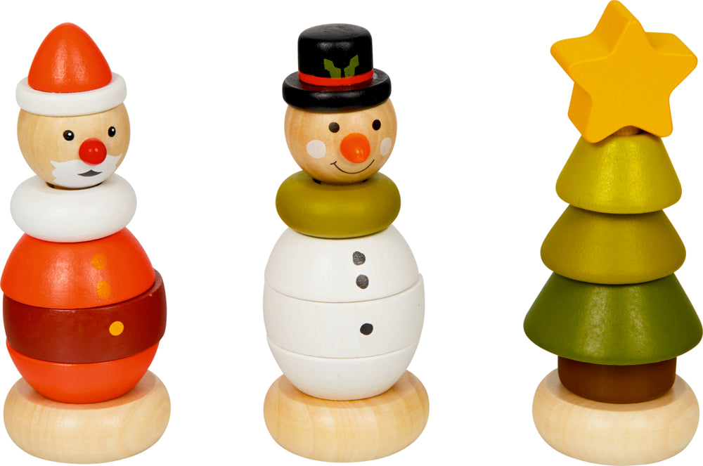 Holz-Stapelfigur - Wintertiere im Weihnachtswald