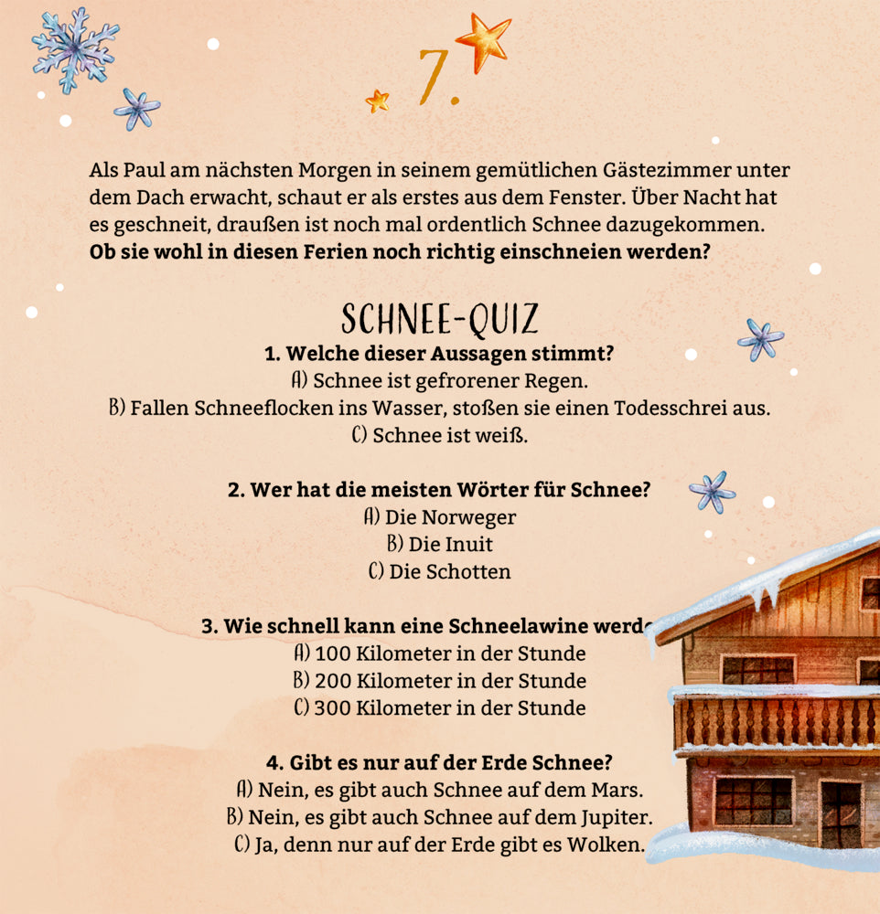 Adventskalender Coppenrath Verlag Aufregende Winterferien in den Bergen, Zettel-Adventskalender