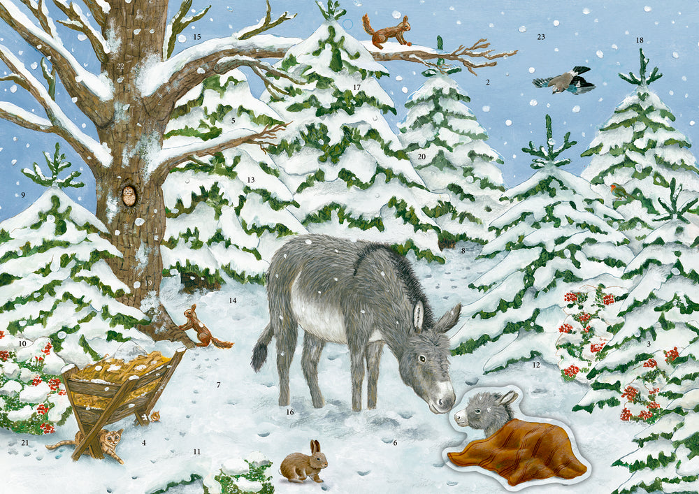 Adventskalender Coppenrath Verlag Eselchen im Winterwald, Sticker-Adventskalender