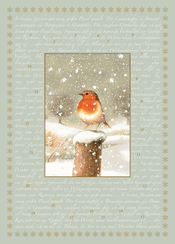 Adventskalender Coppenrath Verlag Marjoleins Rotkehlchen, A4 Wand-Adventskalender (Bastin)