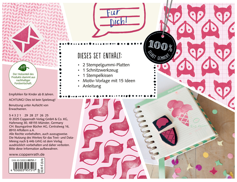 Basteln Coppenrath Verlag Stempel schnitzen - 100% selbst gemacht