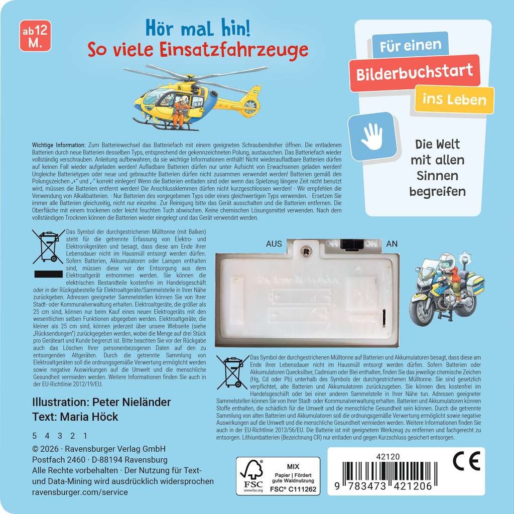 Bilderbuch Ravensburger Hör mal hin: Tatütata! Wer kommt denn da? Einsatzfahrzeuge