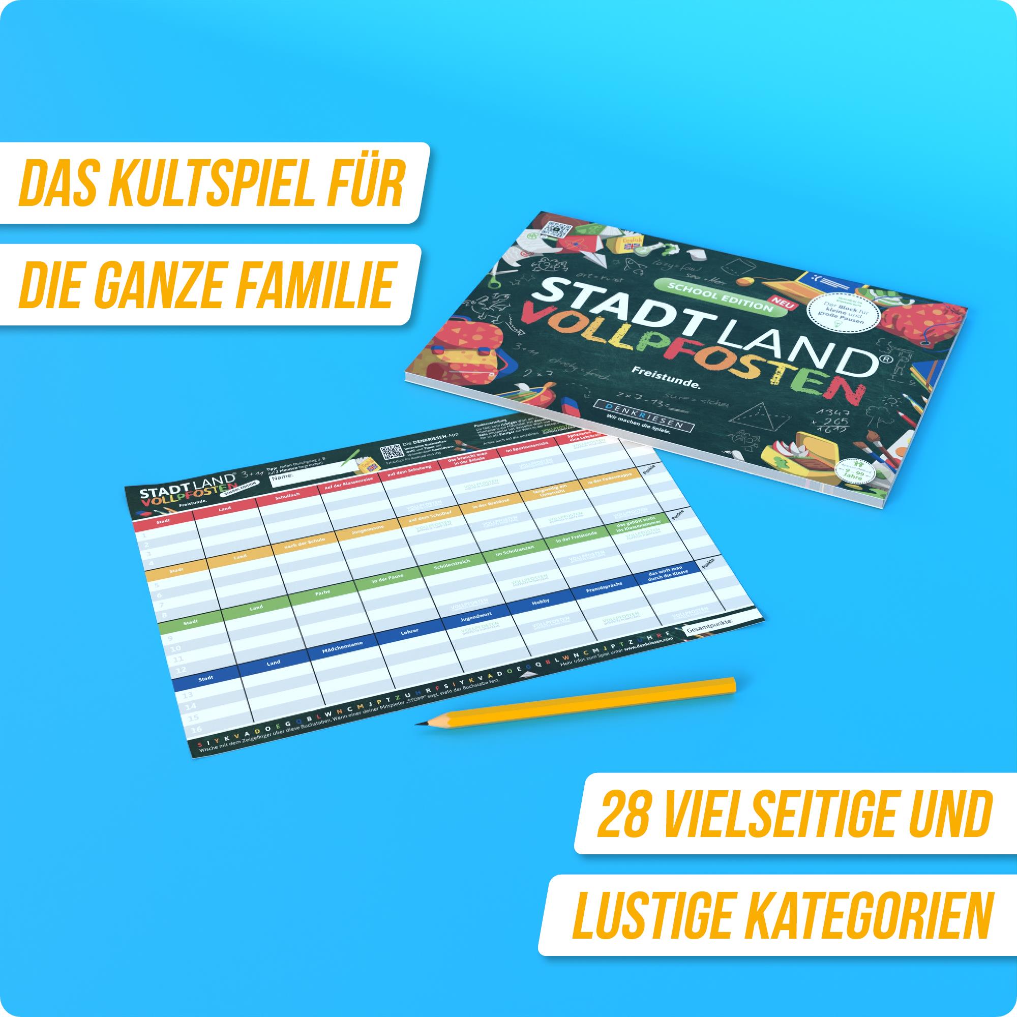 Wissensspiel Denkriesen STADT LAND VOLLPFOSTEN® - School Edition – "Freistunde."