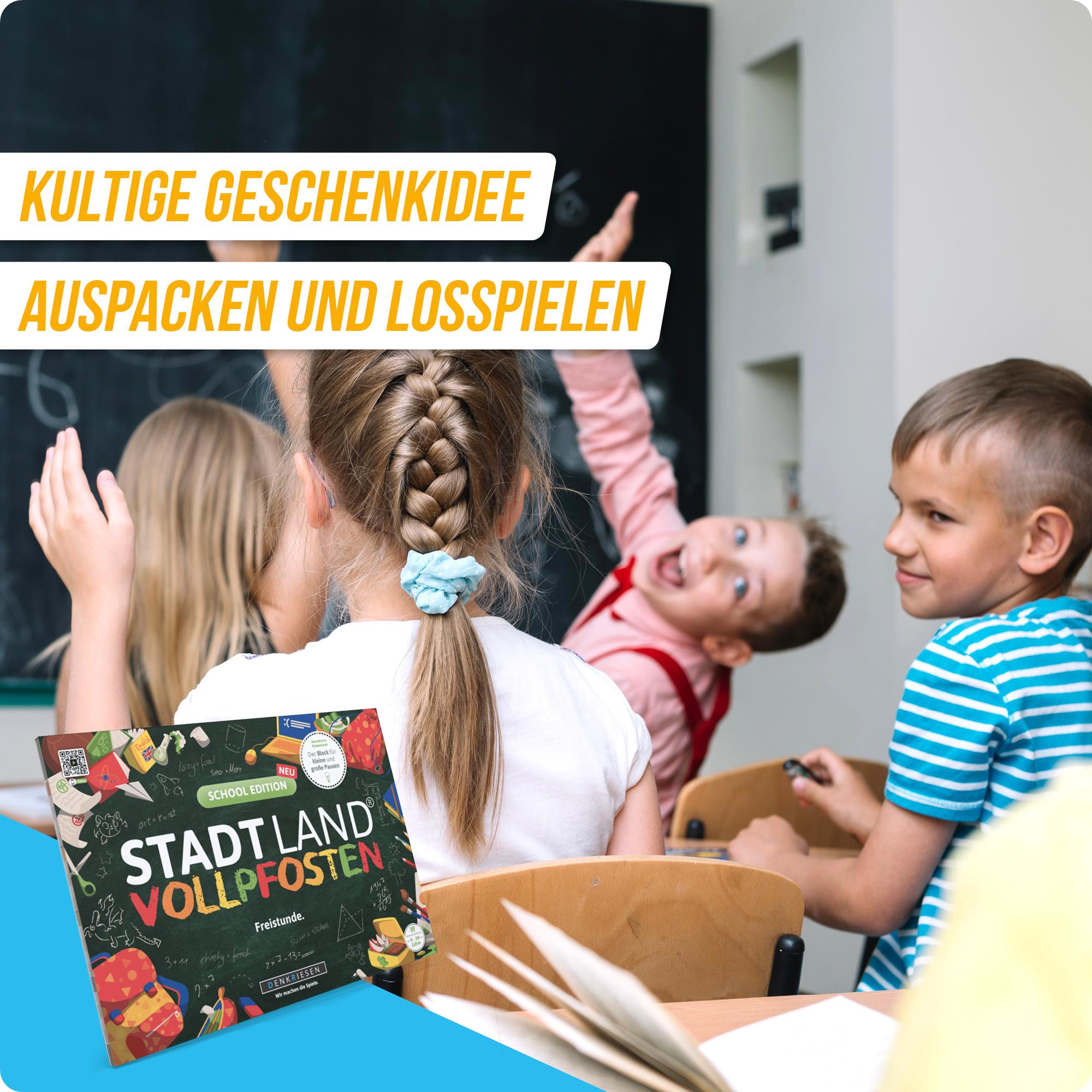 Wissensspiel Denkriesen STADT LAND VOLLPFOSTEN® - School Edition – "Freistunde."