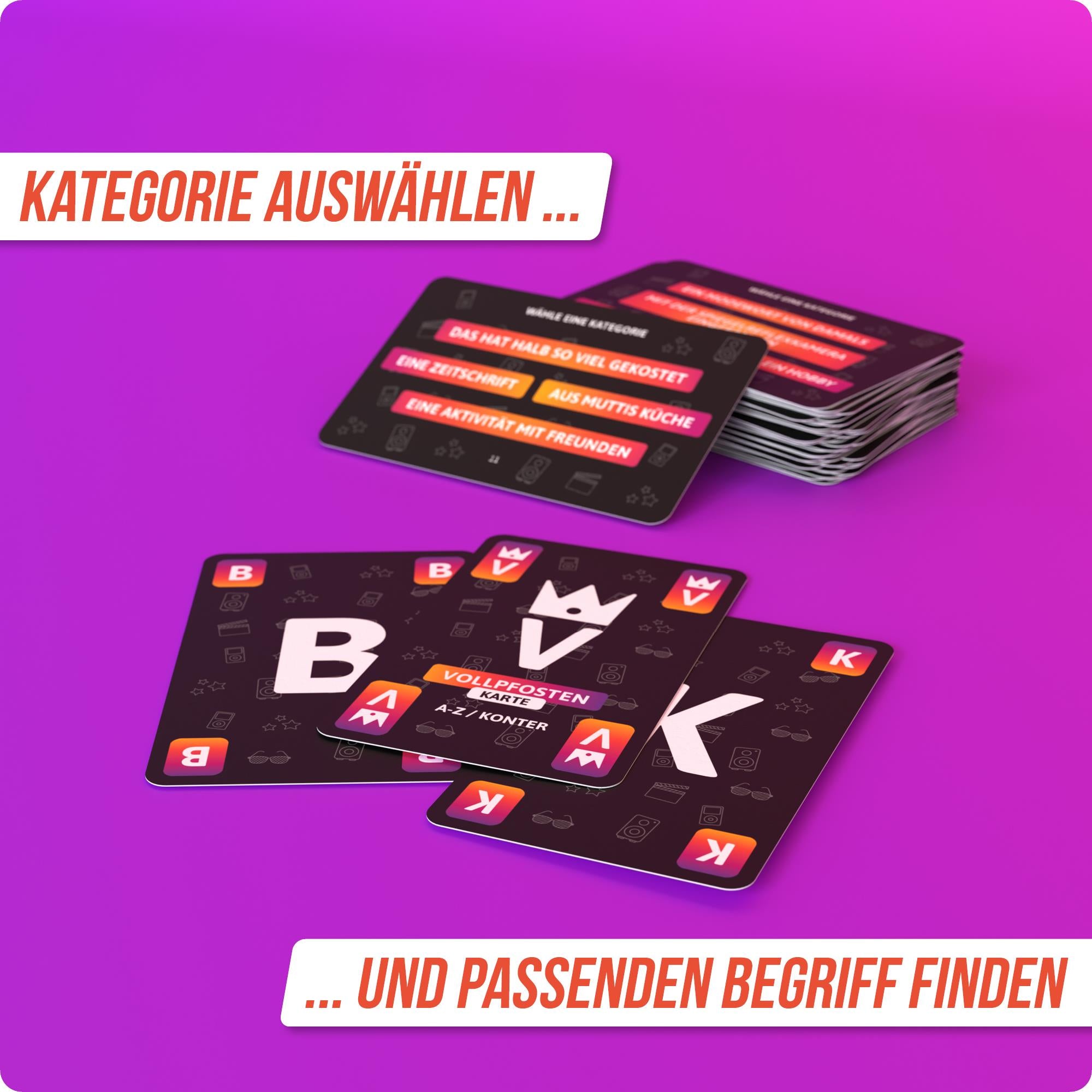 Wissensspiel Denkriesen Stadt Land Vollpfosten® 70/80/90 Edition – "Früher war alles besser." | Das Kartenspiel