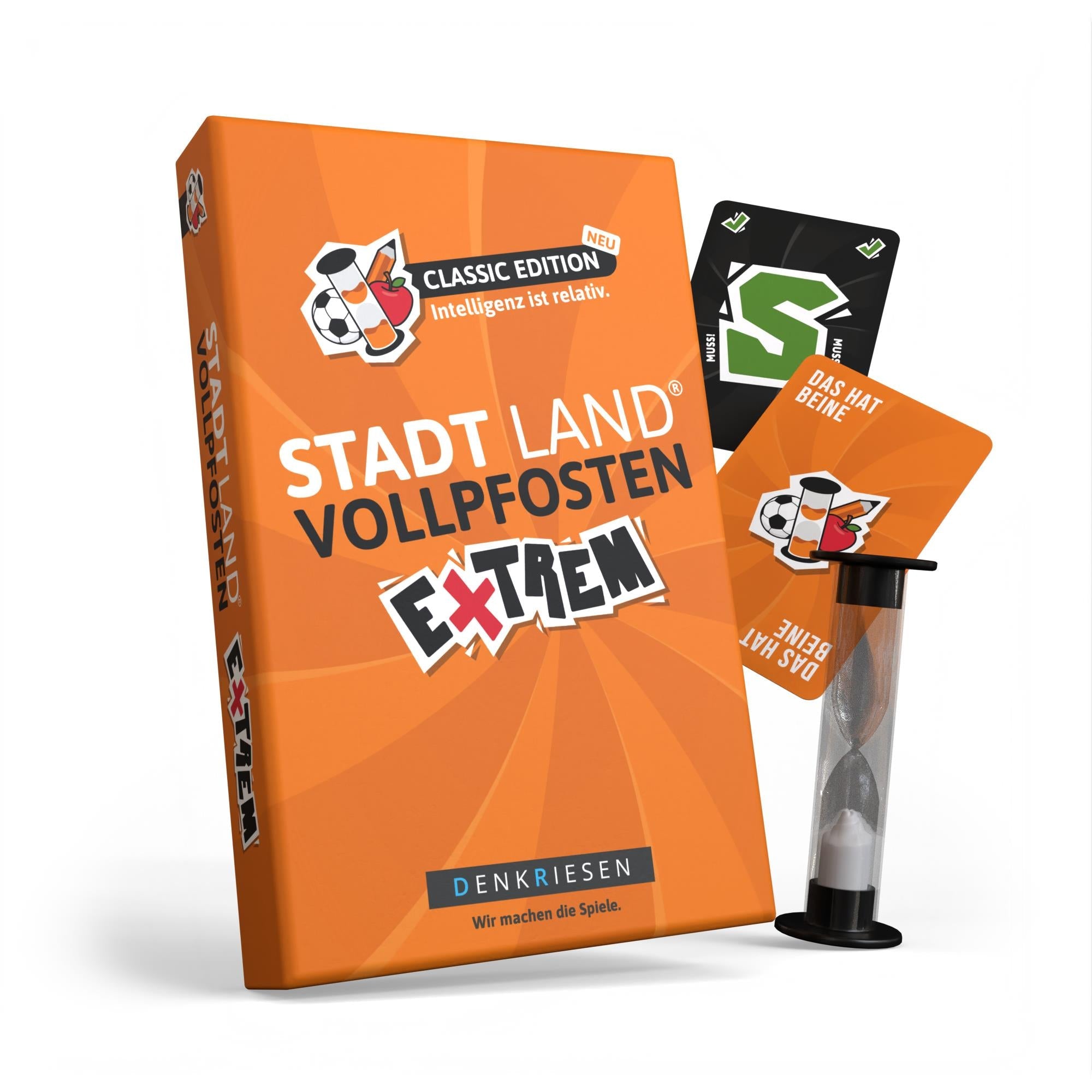 Wissensspiel Denkriesen Stadt Land Vollpfosten® Classic Edition – "Intelligenz ist relativ." | Extrem